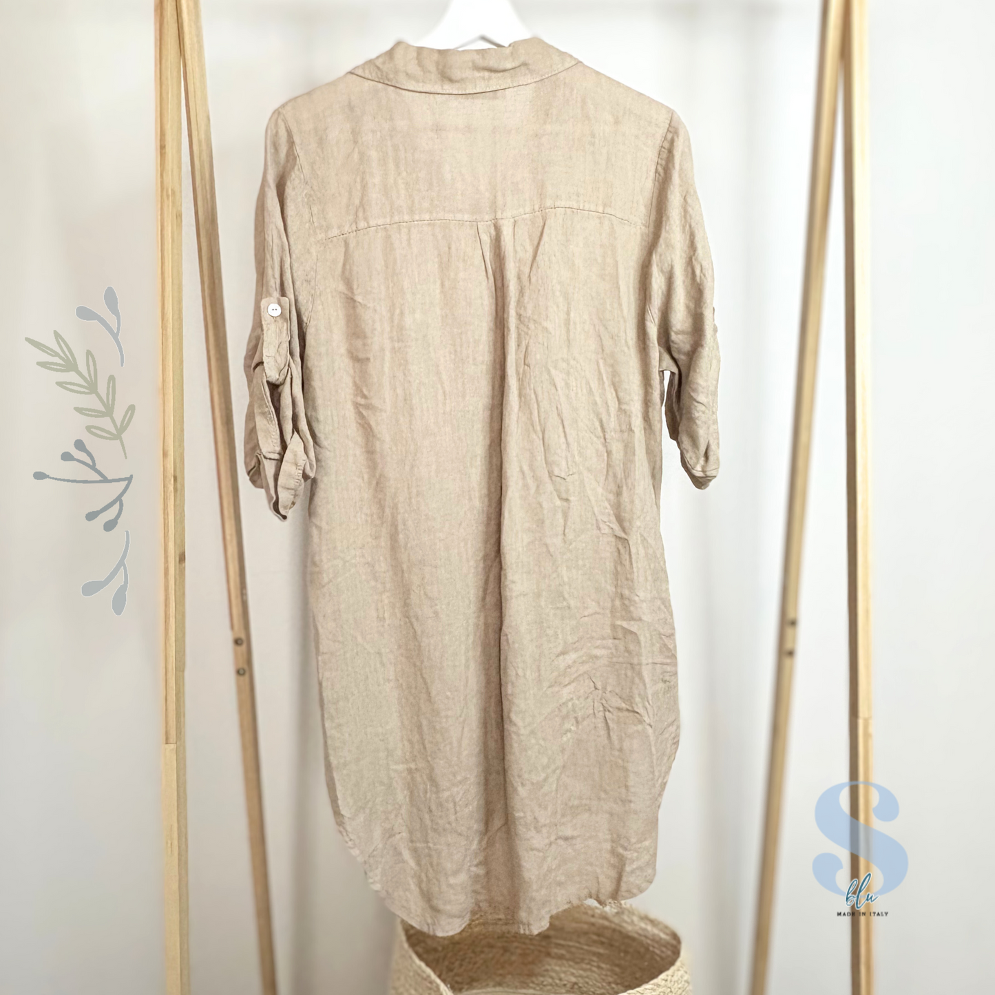 Long Linen Shirt – Café, Moka & Green ☀️🌾 SIENA