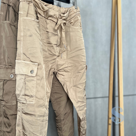Satin Cargo Jogger – Moka & Toasted Shades
